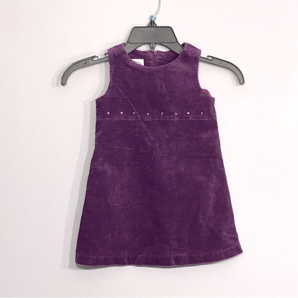 Plum Pudding | Baby Girl Purple Embellished Velvet Corduroy Dress size 3T